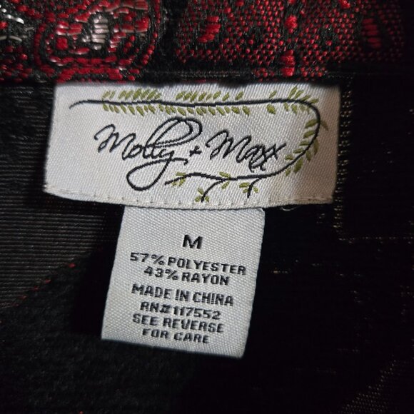 Vintage Tapestry Brocade Paisley Art to Wear Jacket Red Black Metallic M - Picture 7 of 11